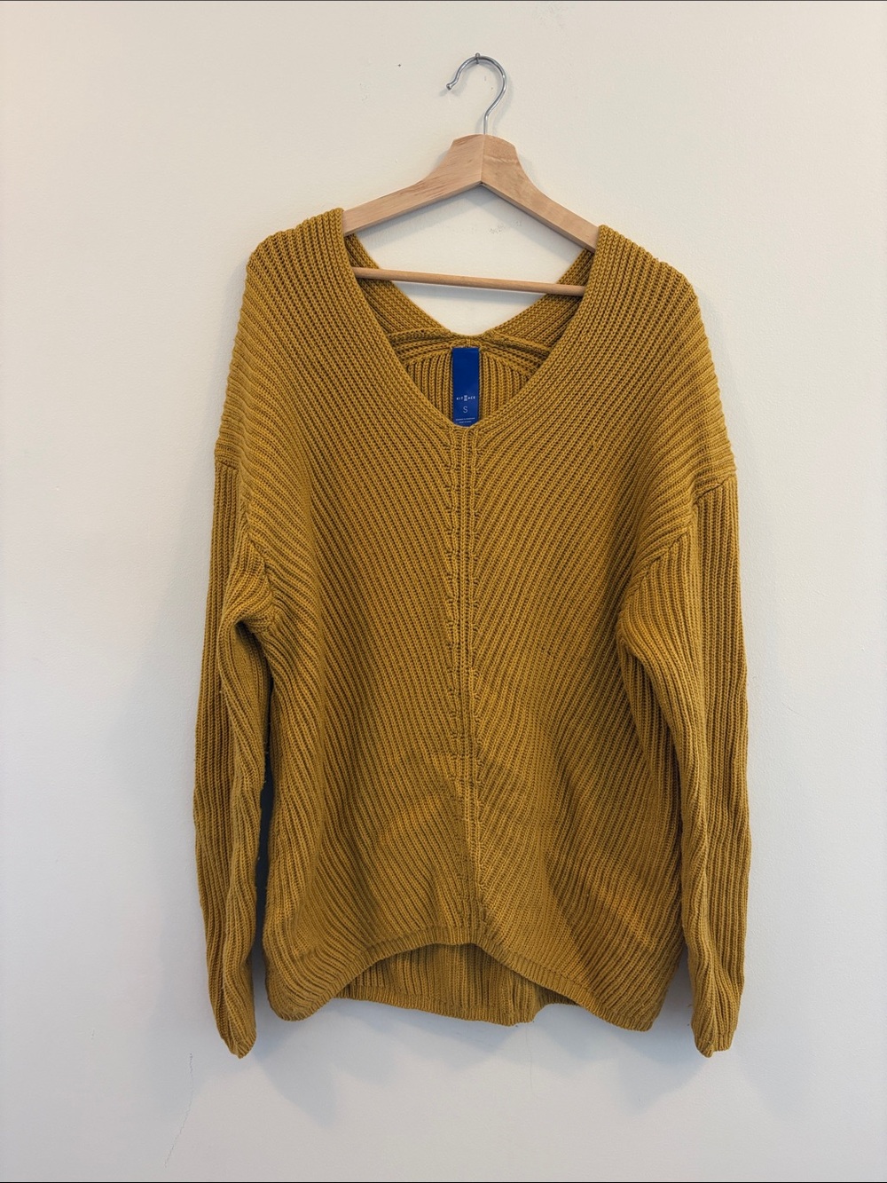 Kit and Ace Golden Mustard V-Neck Ribbed Sweater